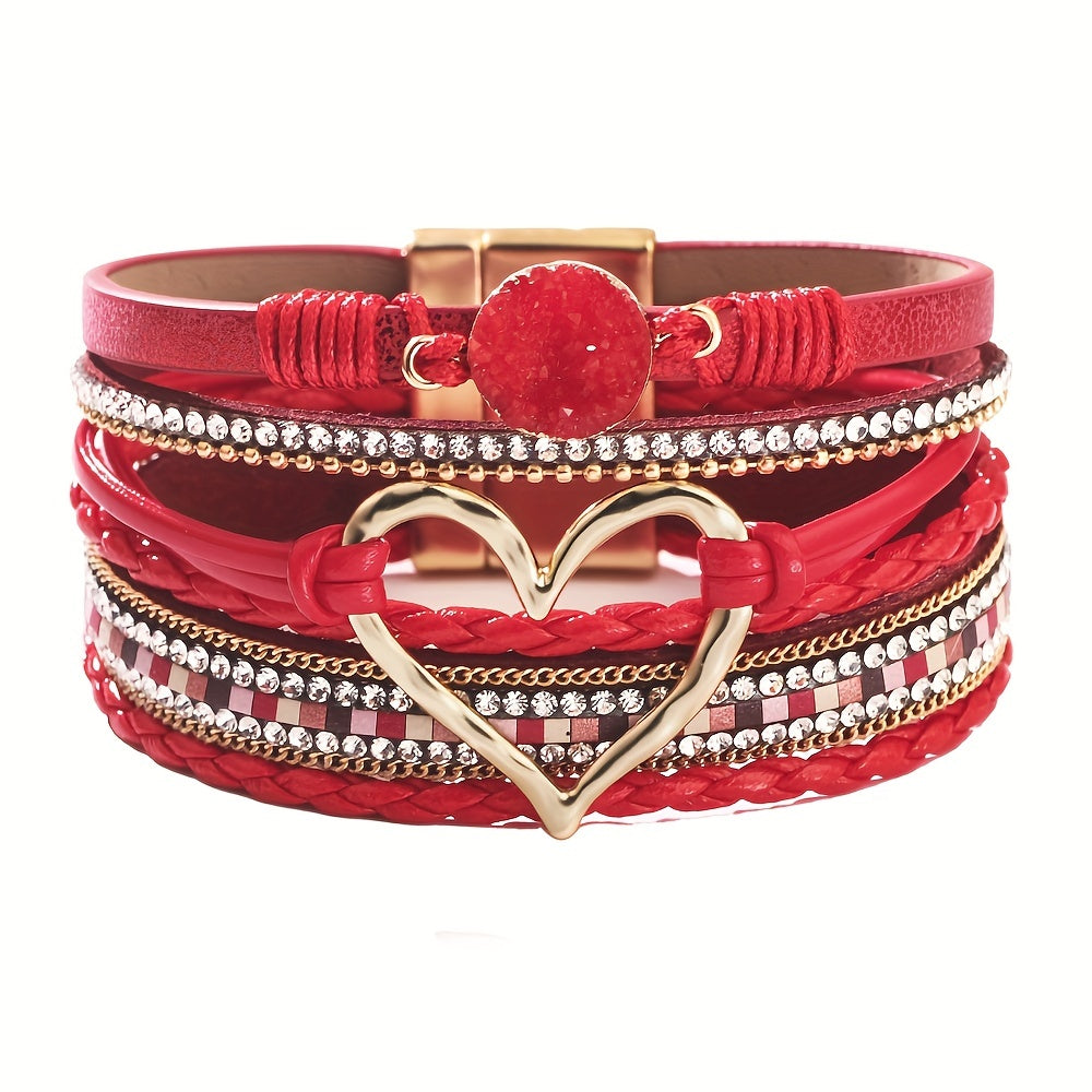 Pulsera de cuero multicapa boho