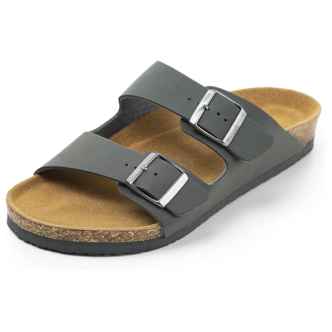 Sandalias Portofino de doble hebilla Luna Bellucci en gris oscuro.