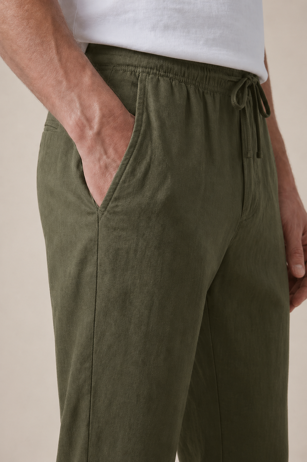 Luca | Pantalón de Lino Verde Oliva
