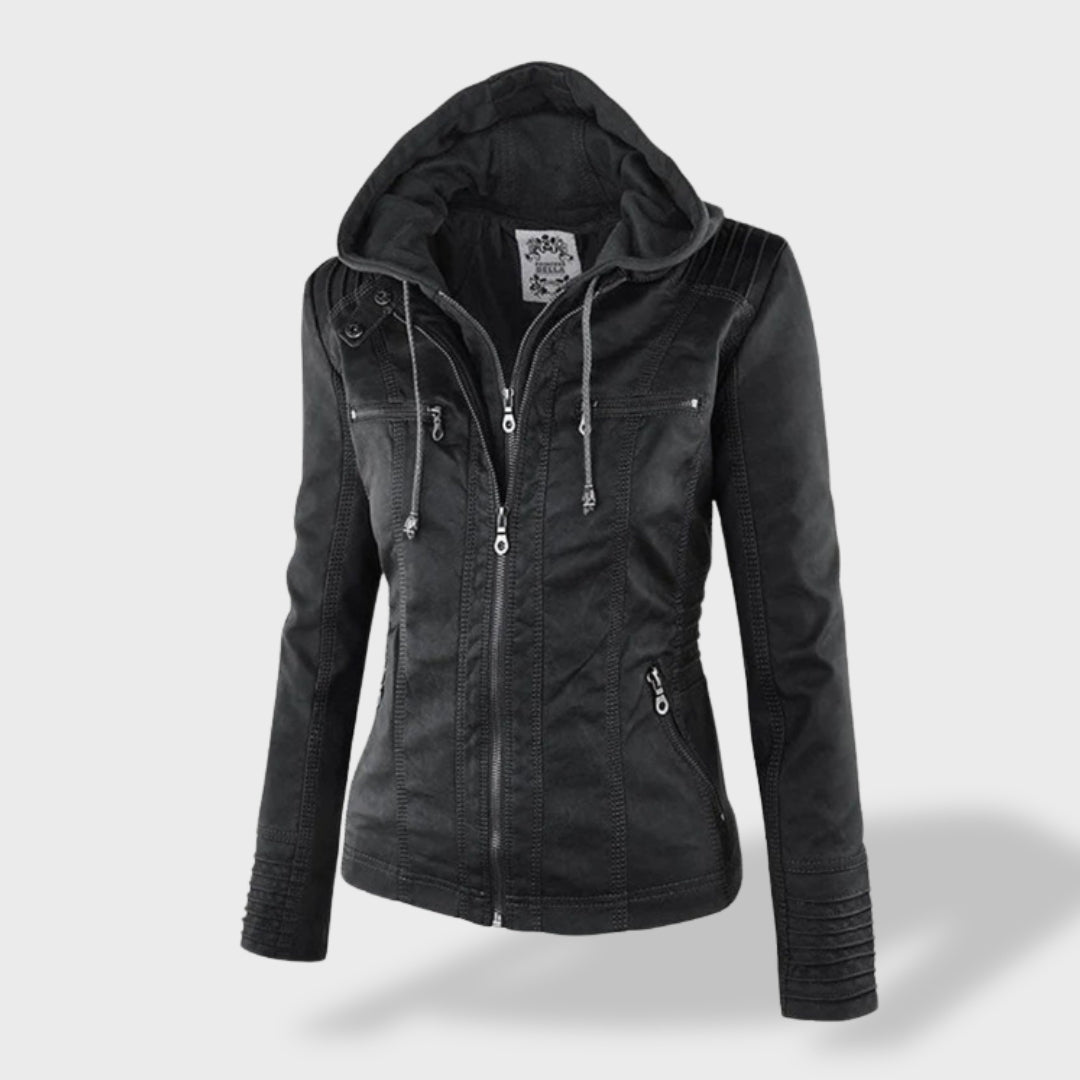 Lucía | Chaqueta de cuero para mujer con capucha
