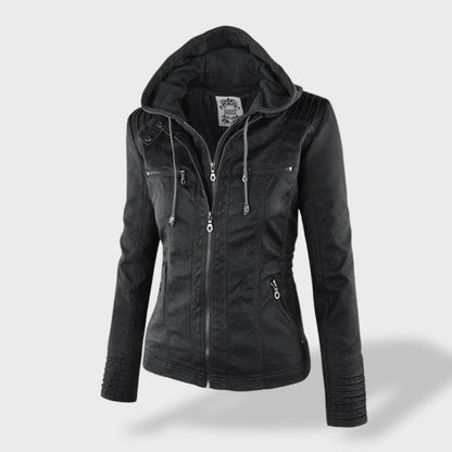 Lucía | Chaqueta de cuero para mujer con capucha