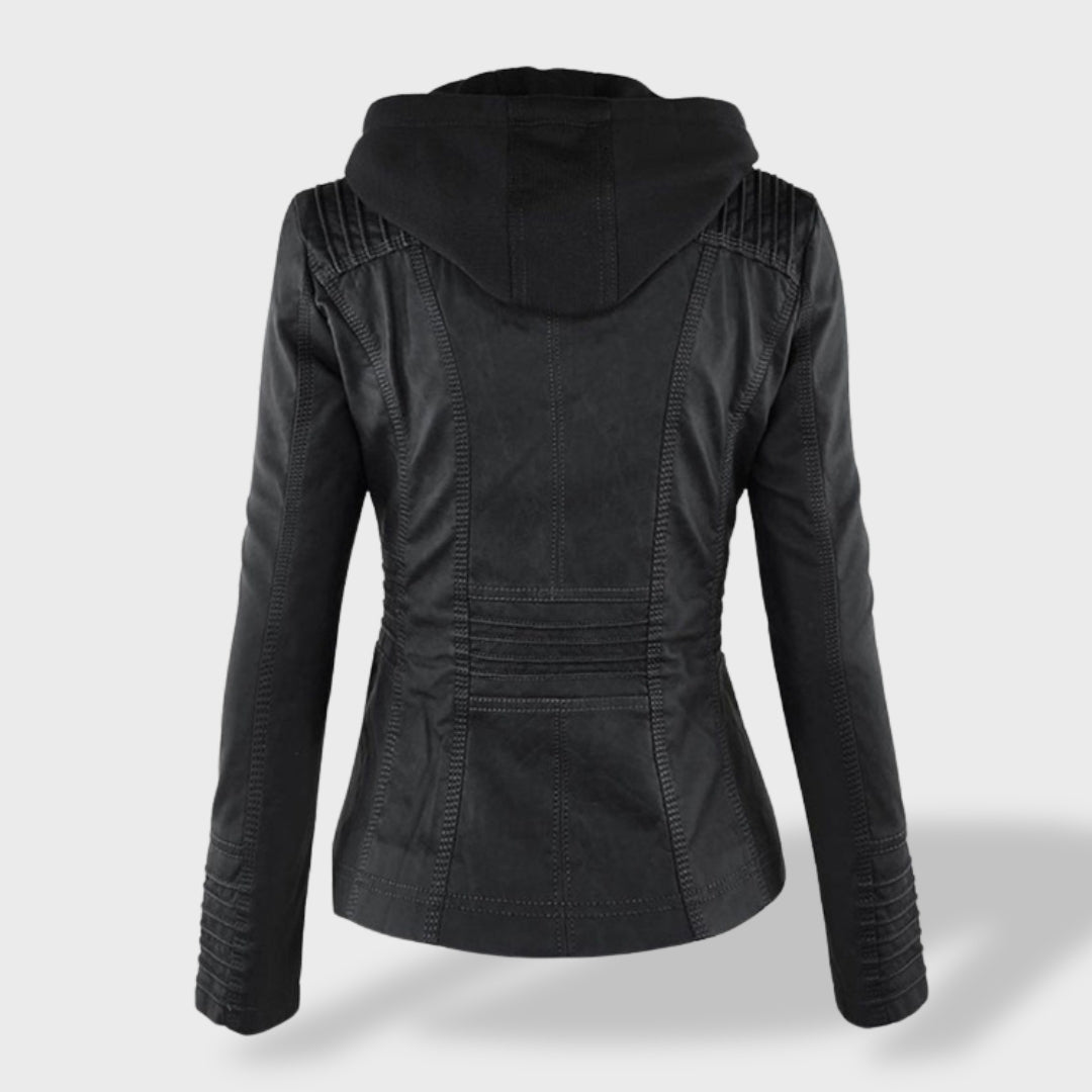 Lucía | Chaqueta de cuero para mujer con capucha