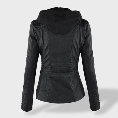 Lucía | Chaqueta de cuero para mujer con capucha