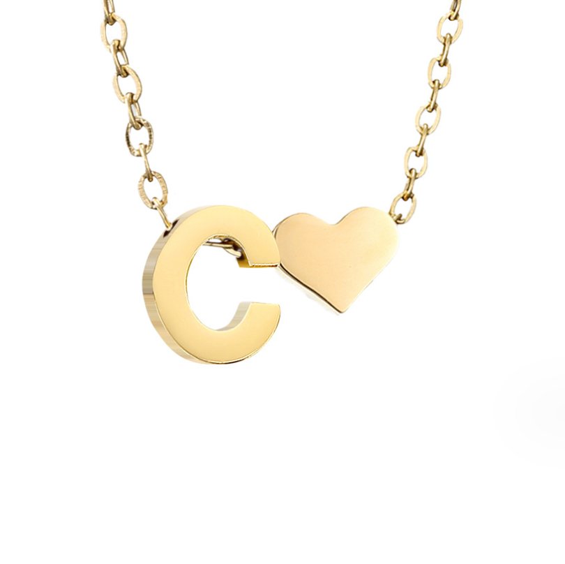 Collar de inicial atemporal con colgante de corazón
