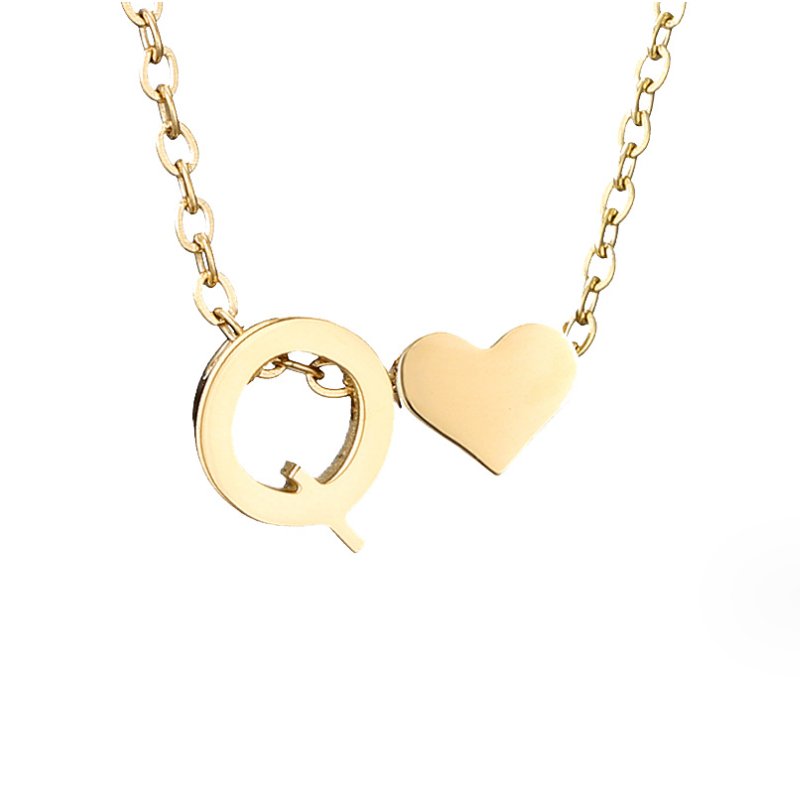 Collar de inicial atemporal con colgante de corazón