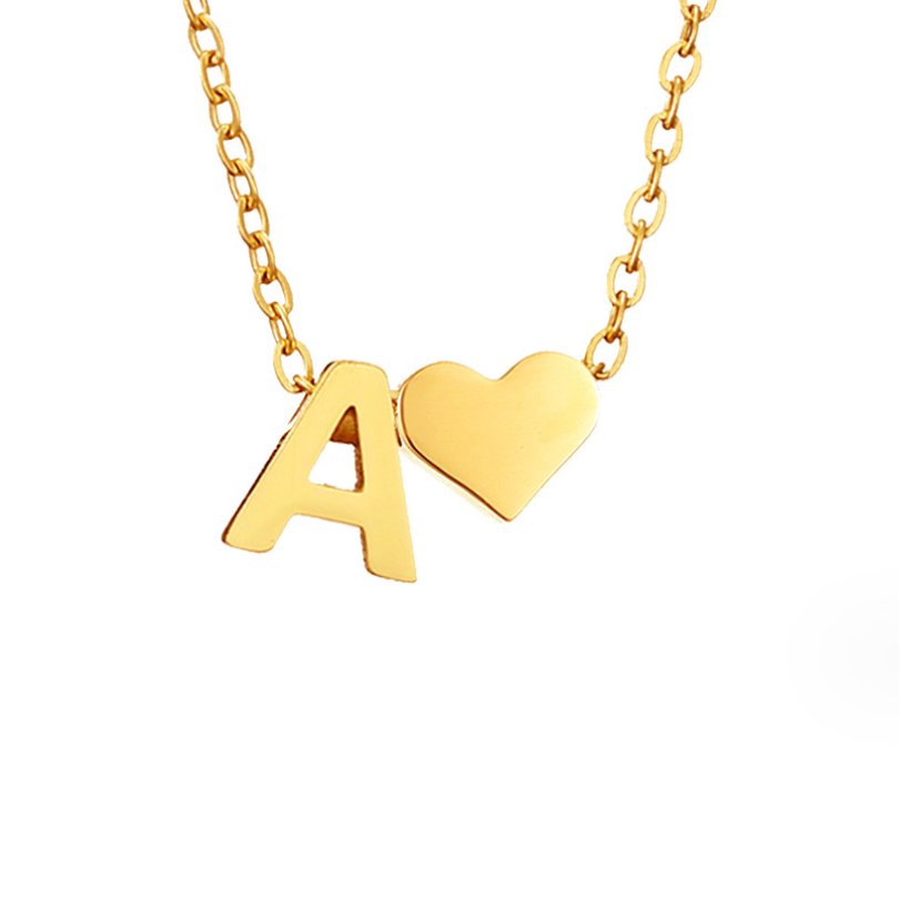 Collar de inicial atemporal con colgante de corazón