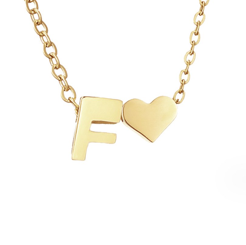 Collar de inicial atemporal con colgante de corazón