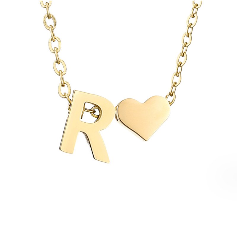 Collar de inicial atemporal con colgante de corazón