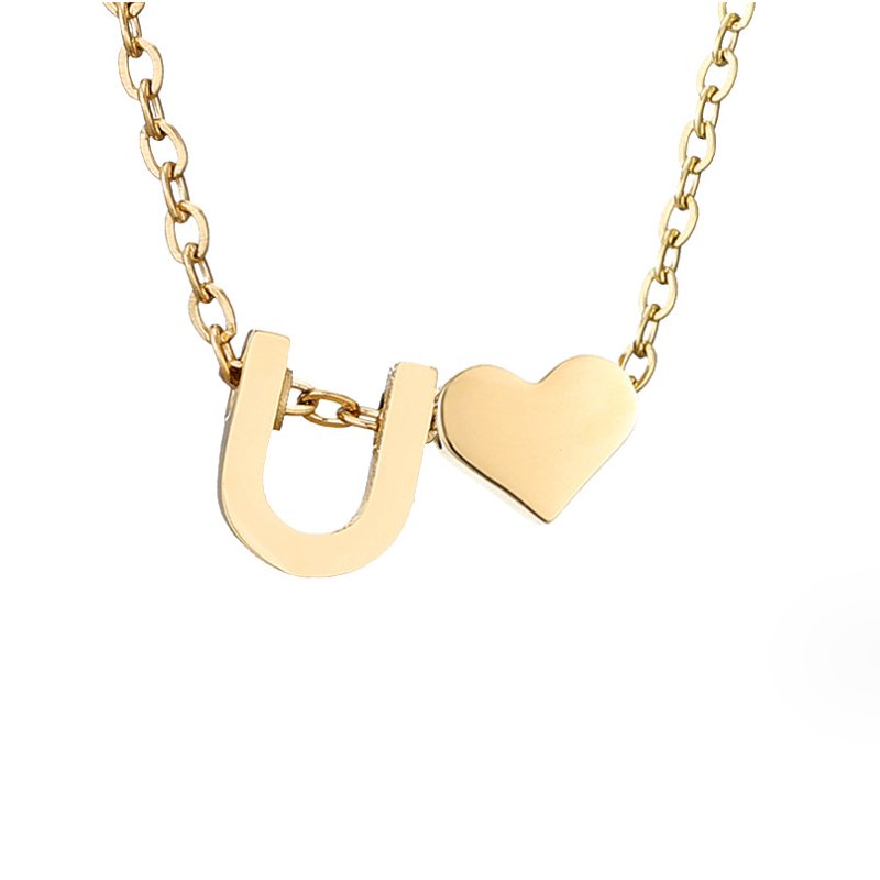 Collar de inicial atemporal con colgante de corazón