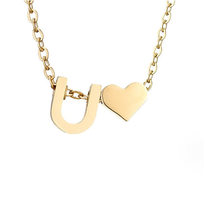Collar de inicial atemporal con colgante de corazón