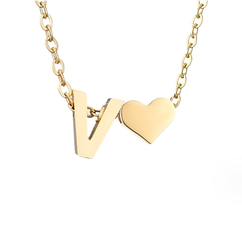 Collar de inicial atemporal con colgante de corazón