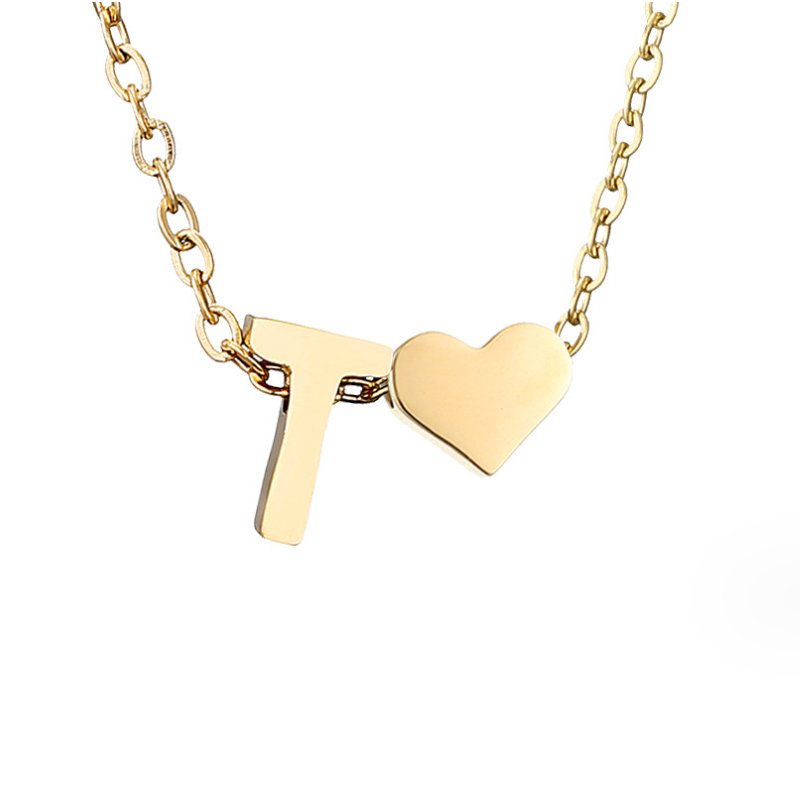 Collar de inicial atemporal con colgante de corazón