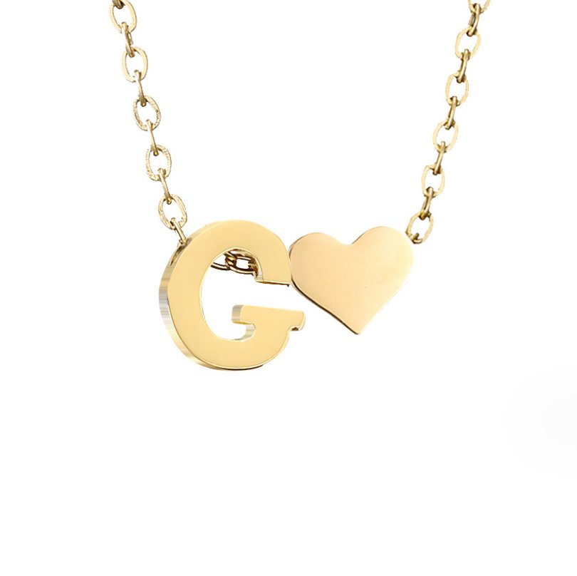 Collar de inicial atemporal con colgante de corazón