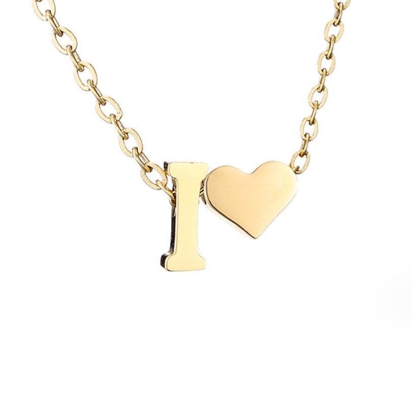Collar de inicial atemporal con colgante de corazón