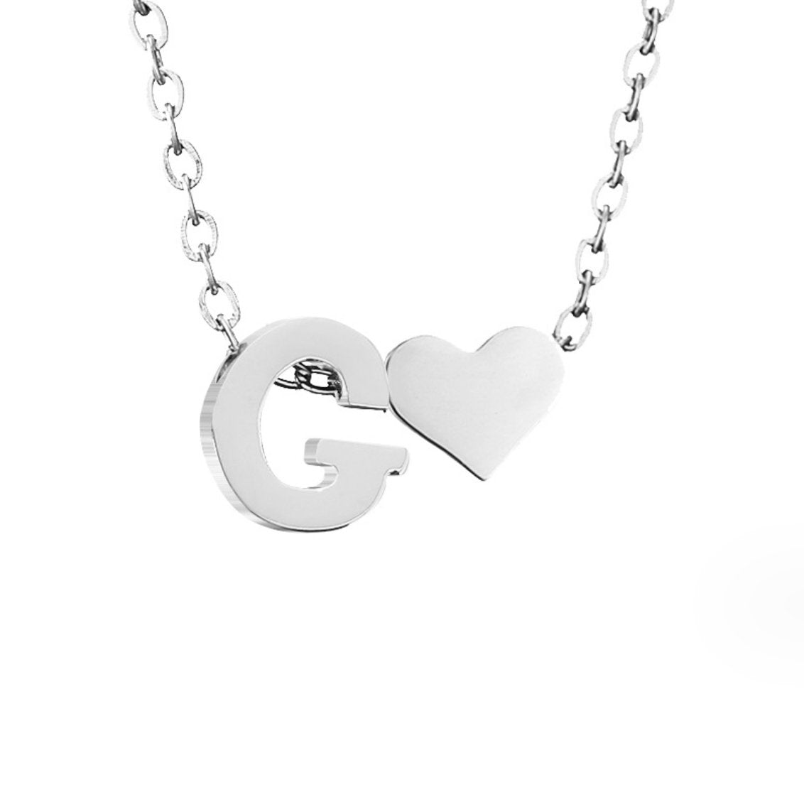 Collar de inicial atemporal con colgante de corazón