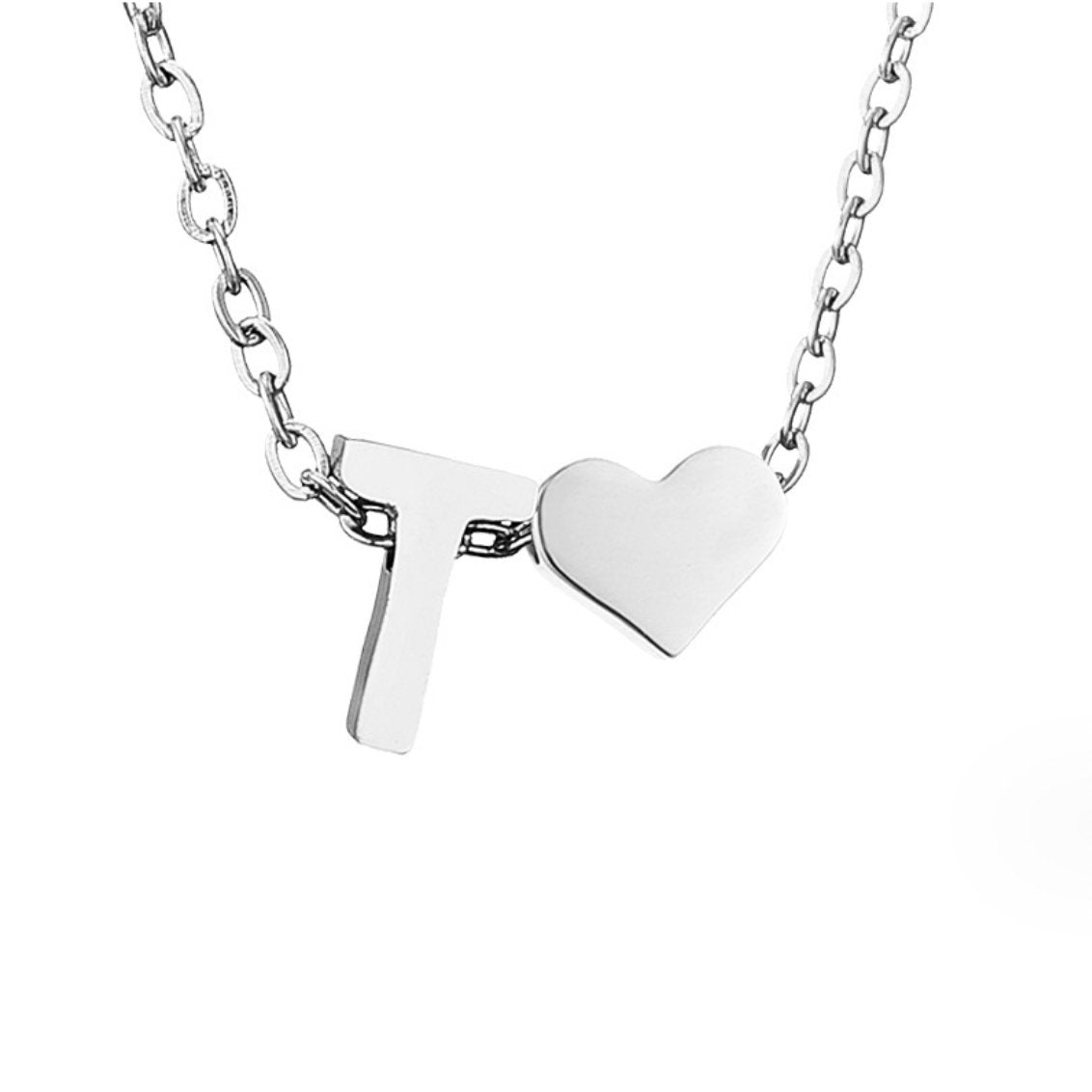 Collar de inicial atemporal con colgante de corazón