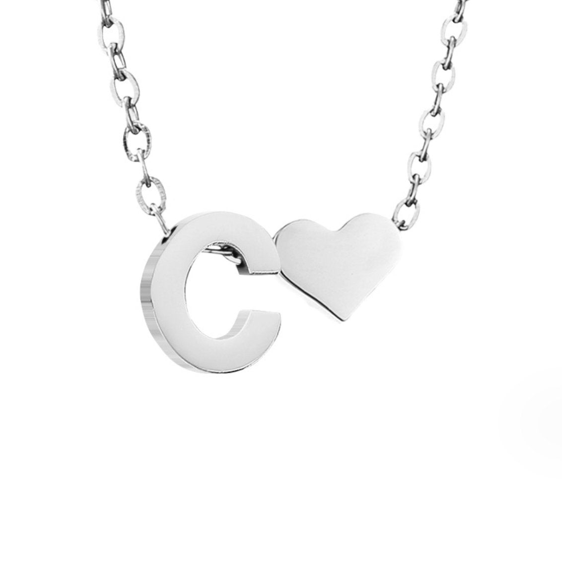 Collar de inicial atemporal con colgante de corazón