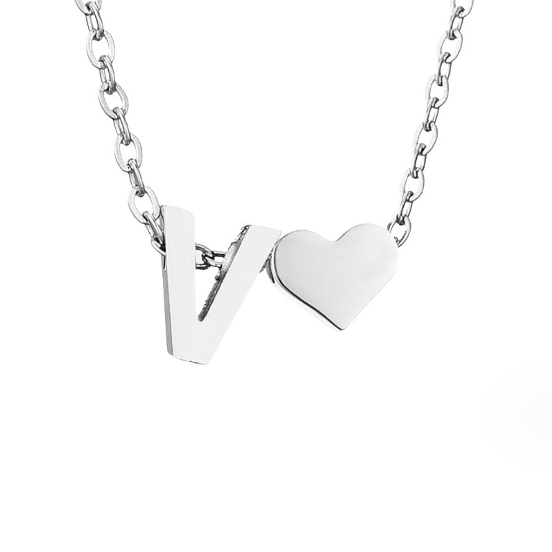 Collar de inicial atemporal con colgante de corazón