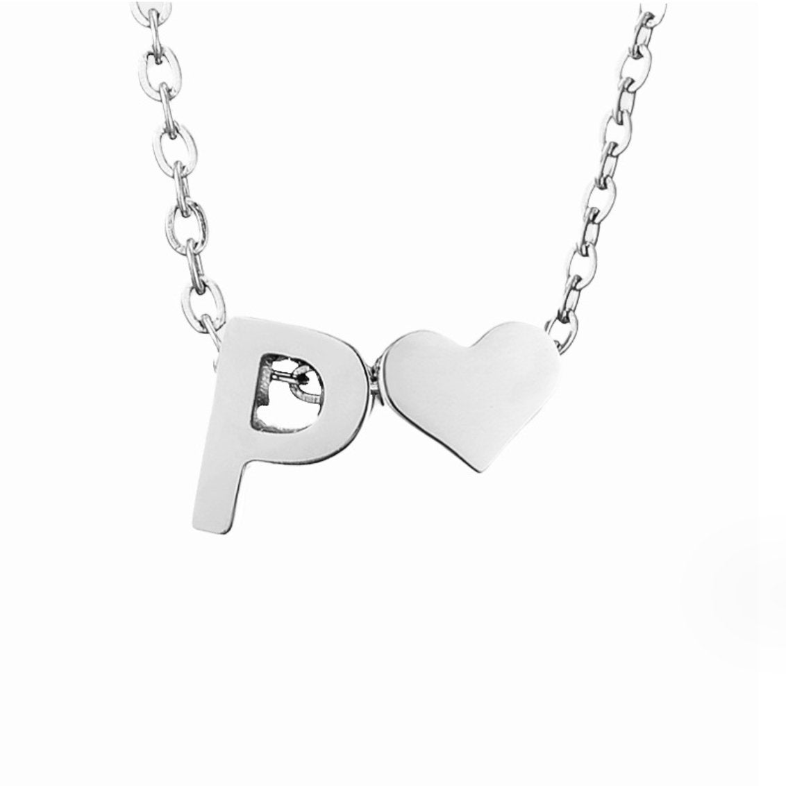 Collar de inicial atemporal con colgante de corazón