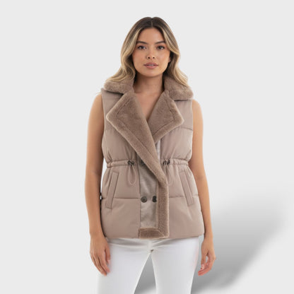 Chaleco Acolchado Mujer Elegante con Cintura Ajustable