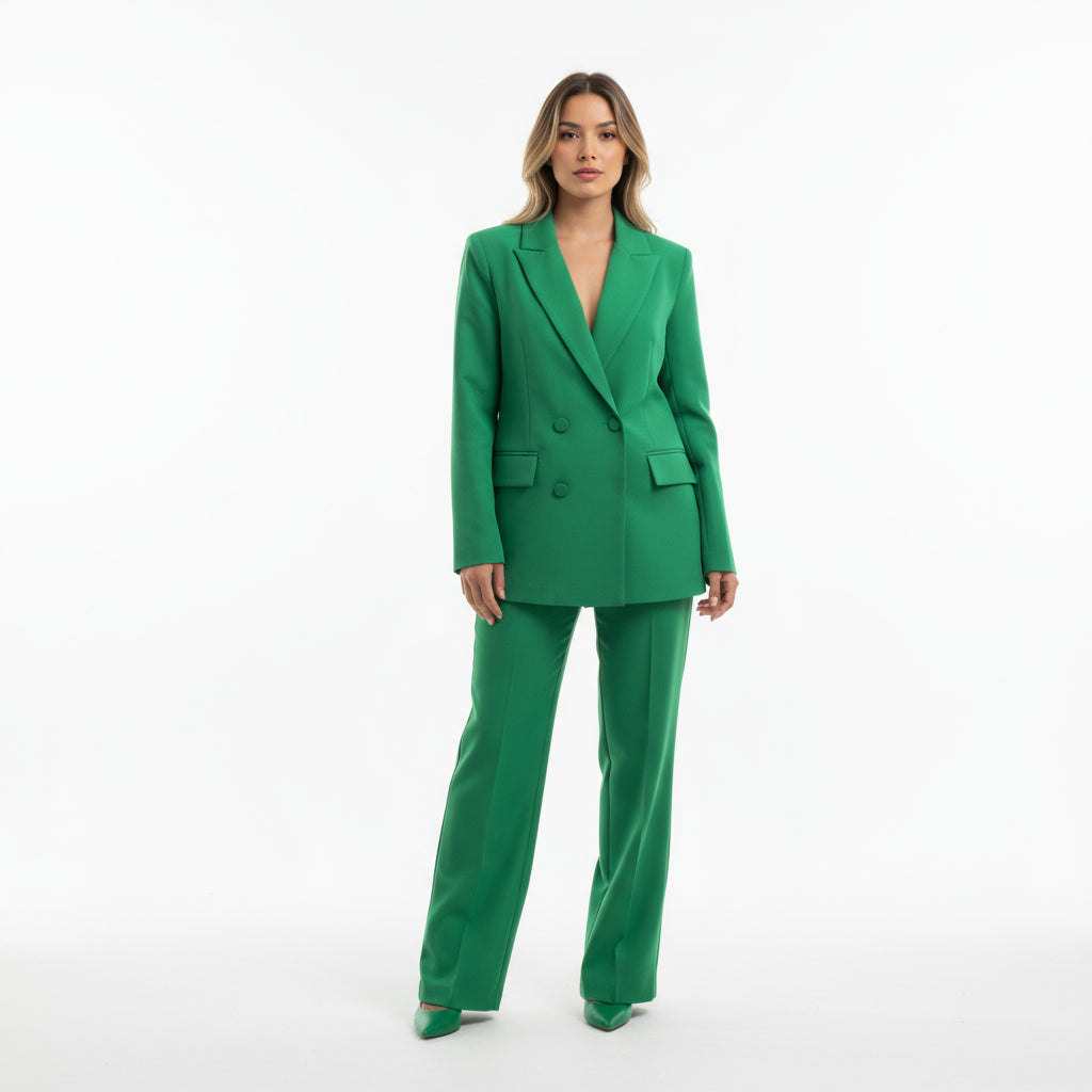 Conjunto Elegante Mujer Blazer y Pantalón de Corte Recto