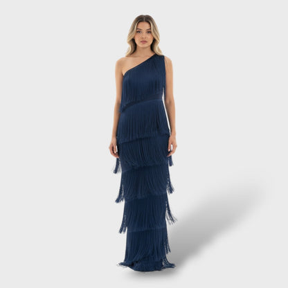 Vestido largo elegante con borlas