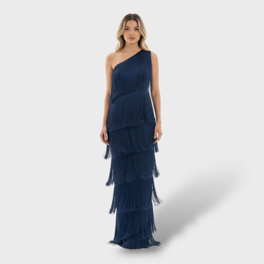 Vestido largo elegante con borlas