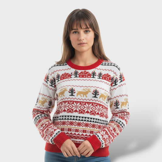 Suéter navideño mujer alce cálido