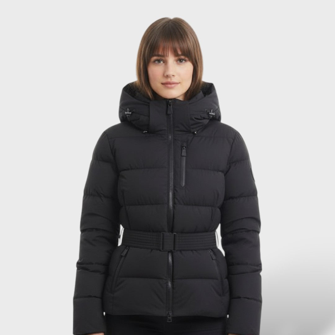 Chaqueta Acolchada con Cinturón Impermeable