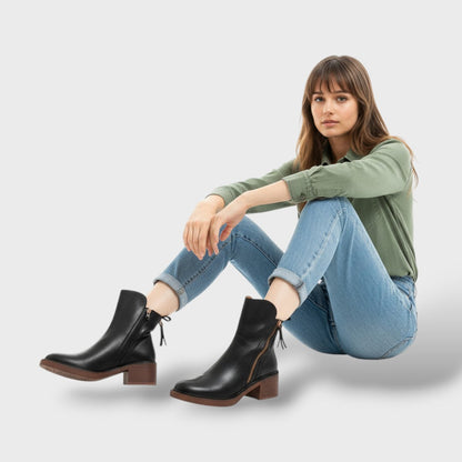 Botines de mujer con tacón cuadrado y cremallera lateral