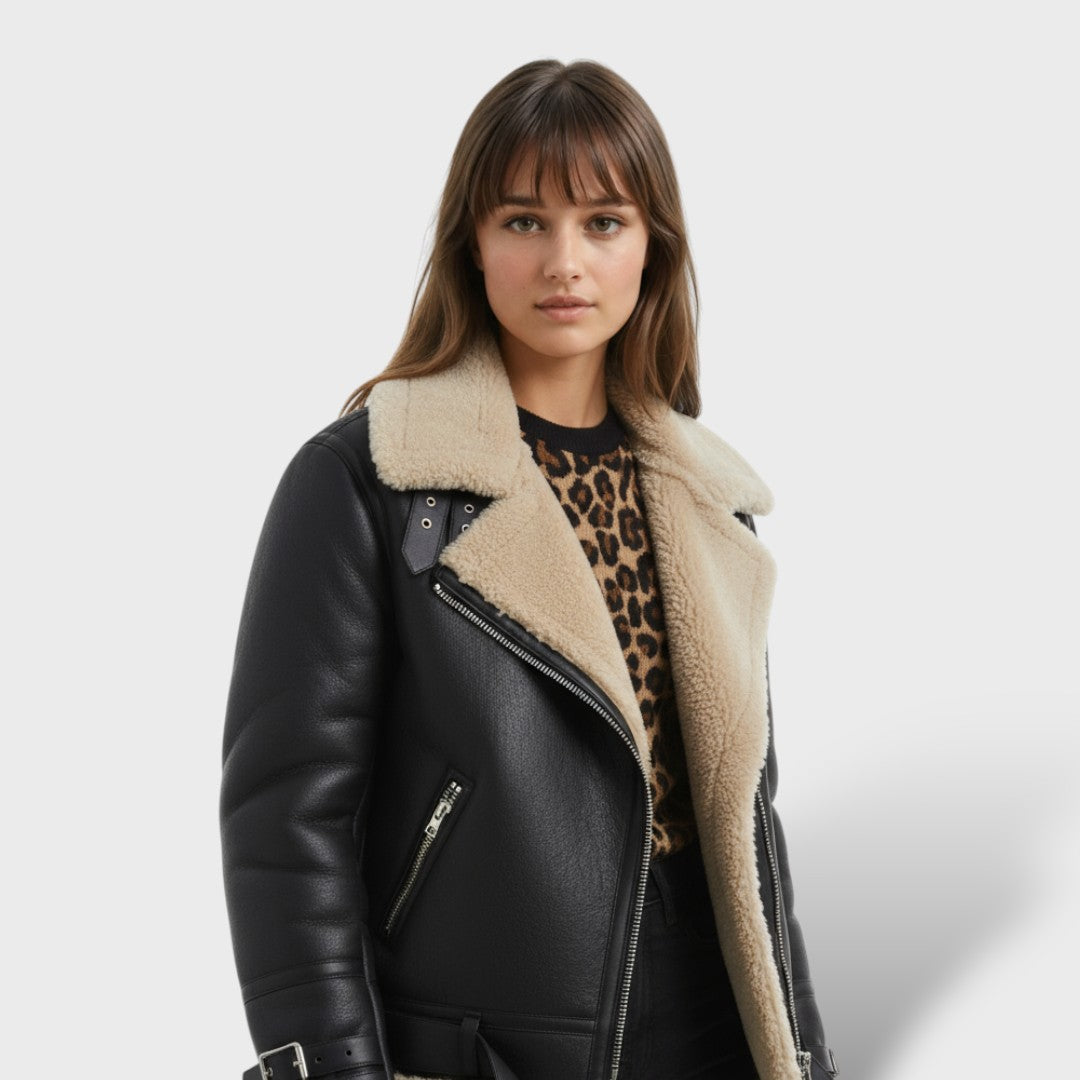 Chaqueta Elegante Mujer Piel Sintética