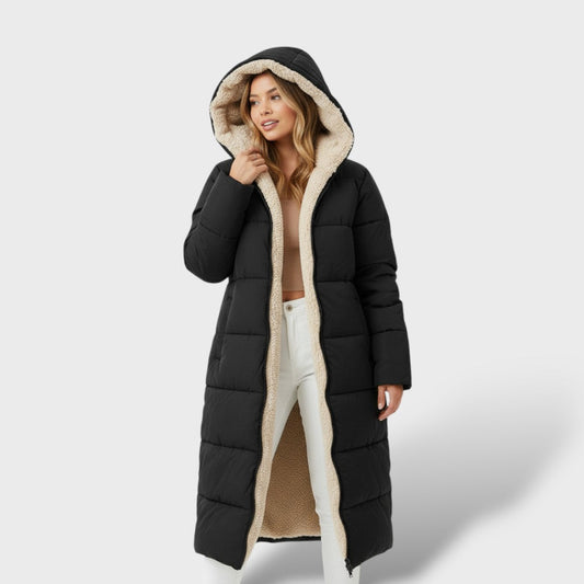 Abrigo reversible negro mujer invierno