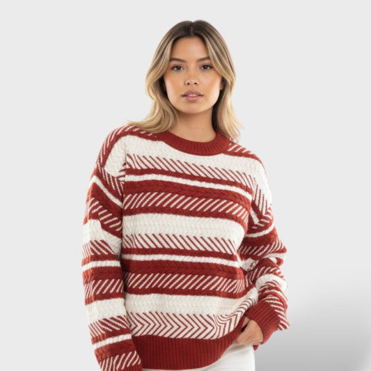 Suéter Rayas Navidad Mujer Moderno