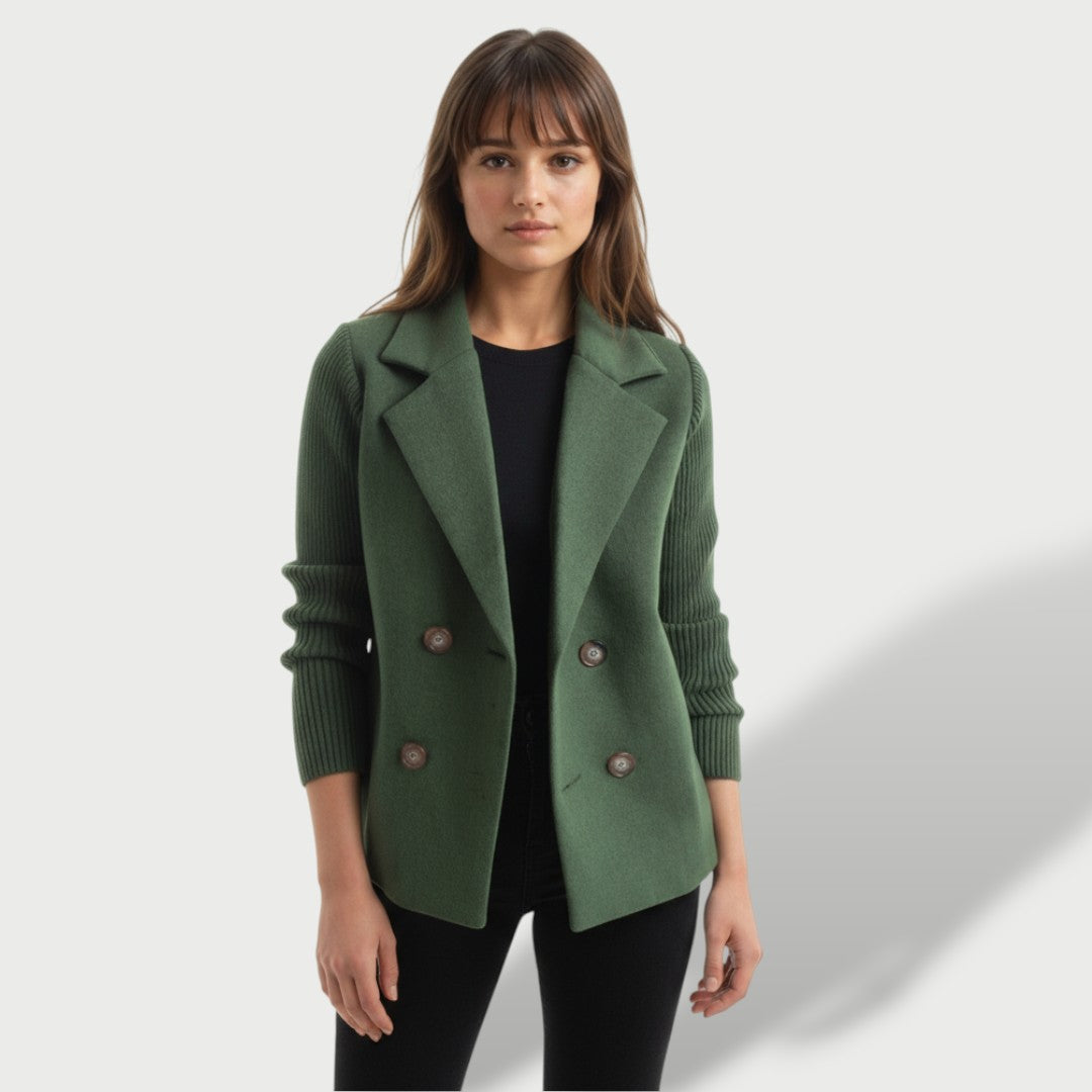 Blazer Mujer Elegante Amora con Mangas de Punto a Rayas