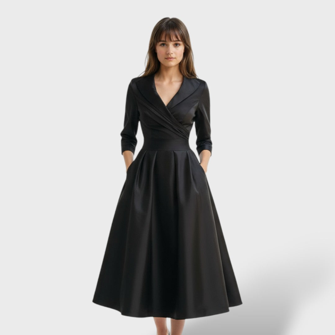 Vestido Midi Satén de Gala Elegante