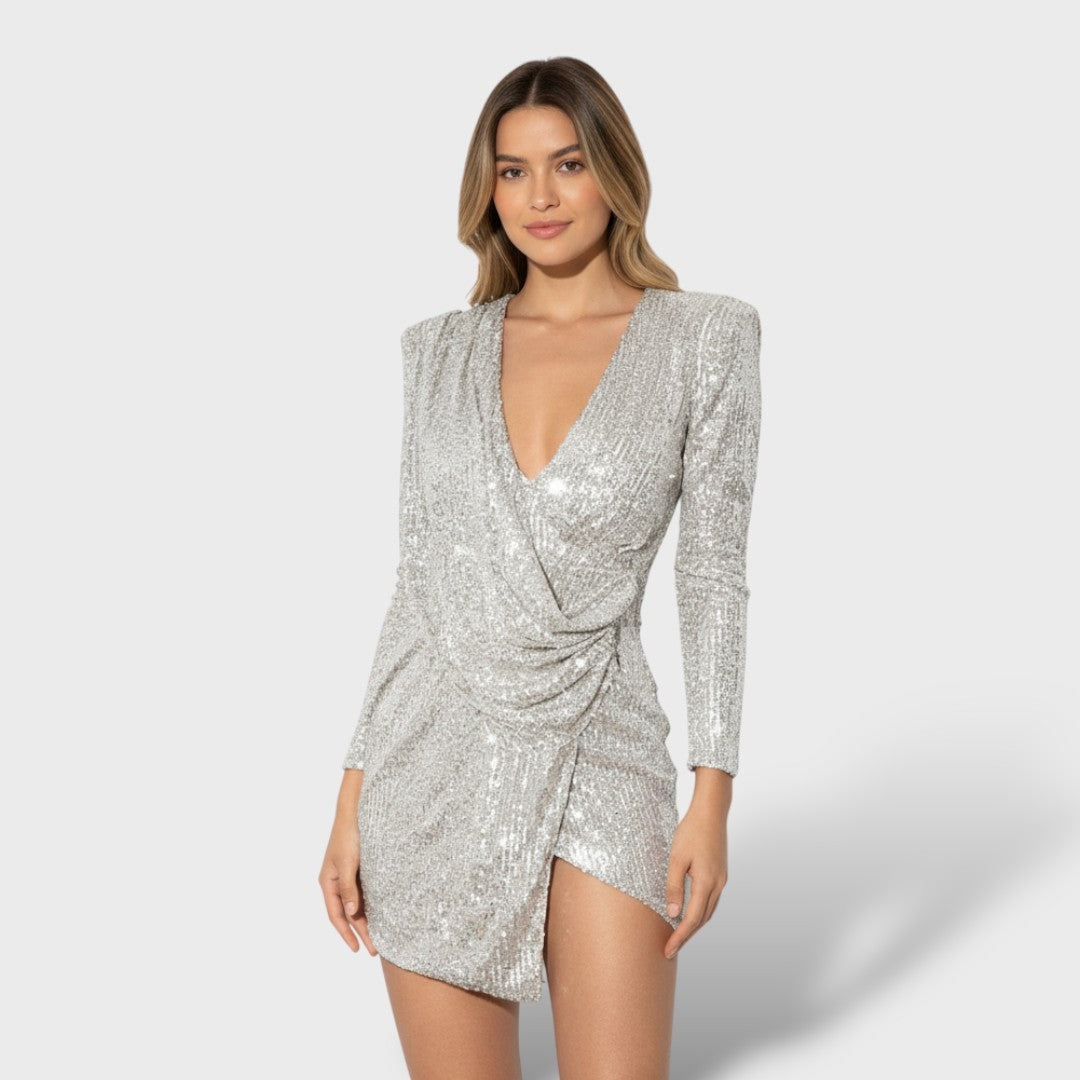 Vestido mini elegante cuello en V