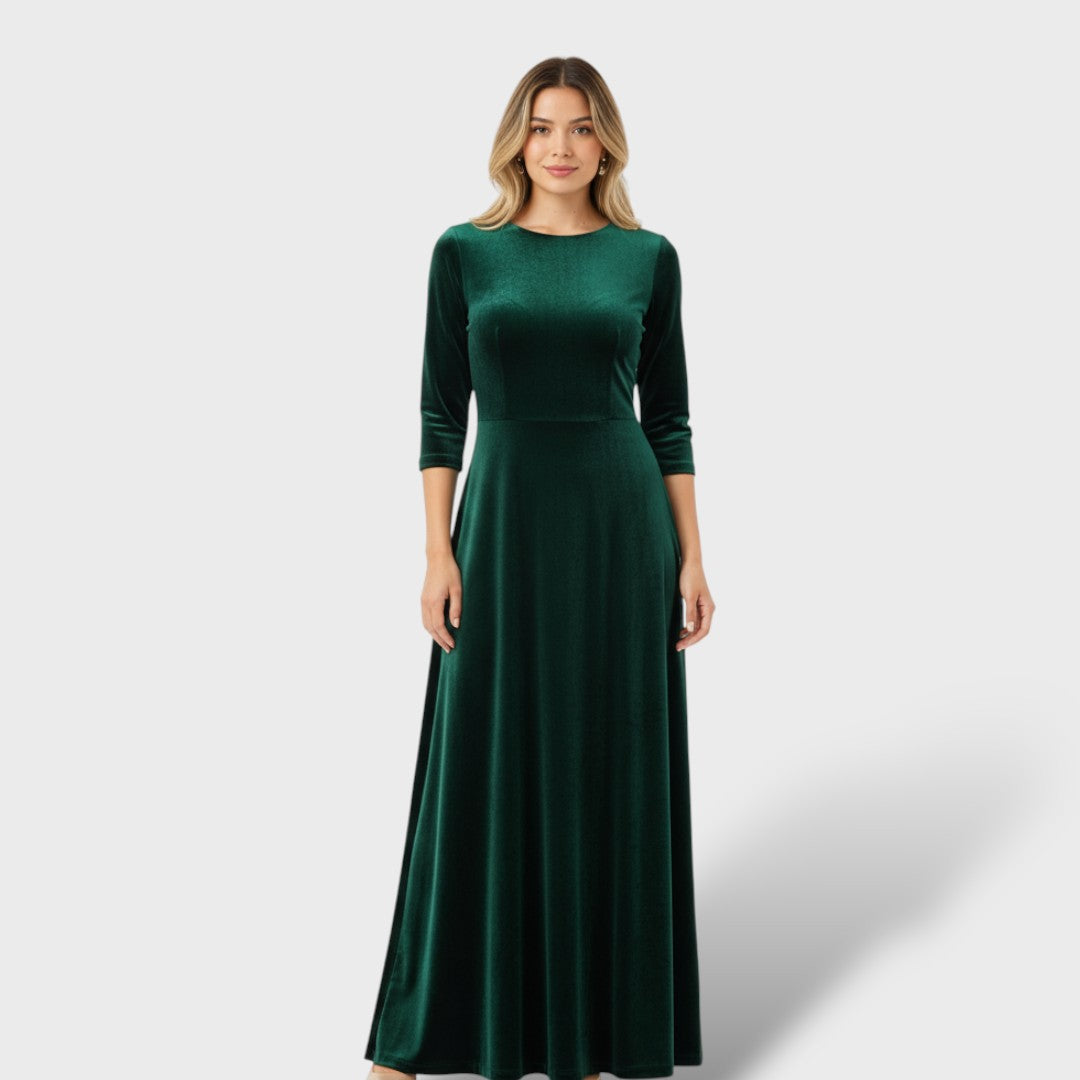 Vestido midi elegante manga larga