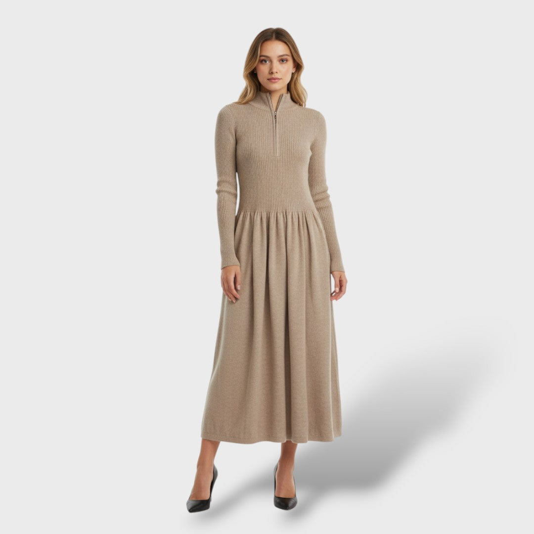 Vestido Lana Merino Cuello Alto Mujer