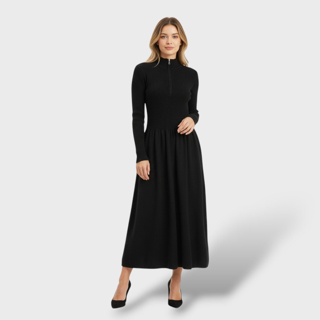 Vestido Lana Merino Cuello Alto Mujer