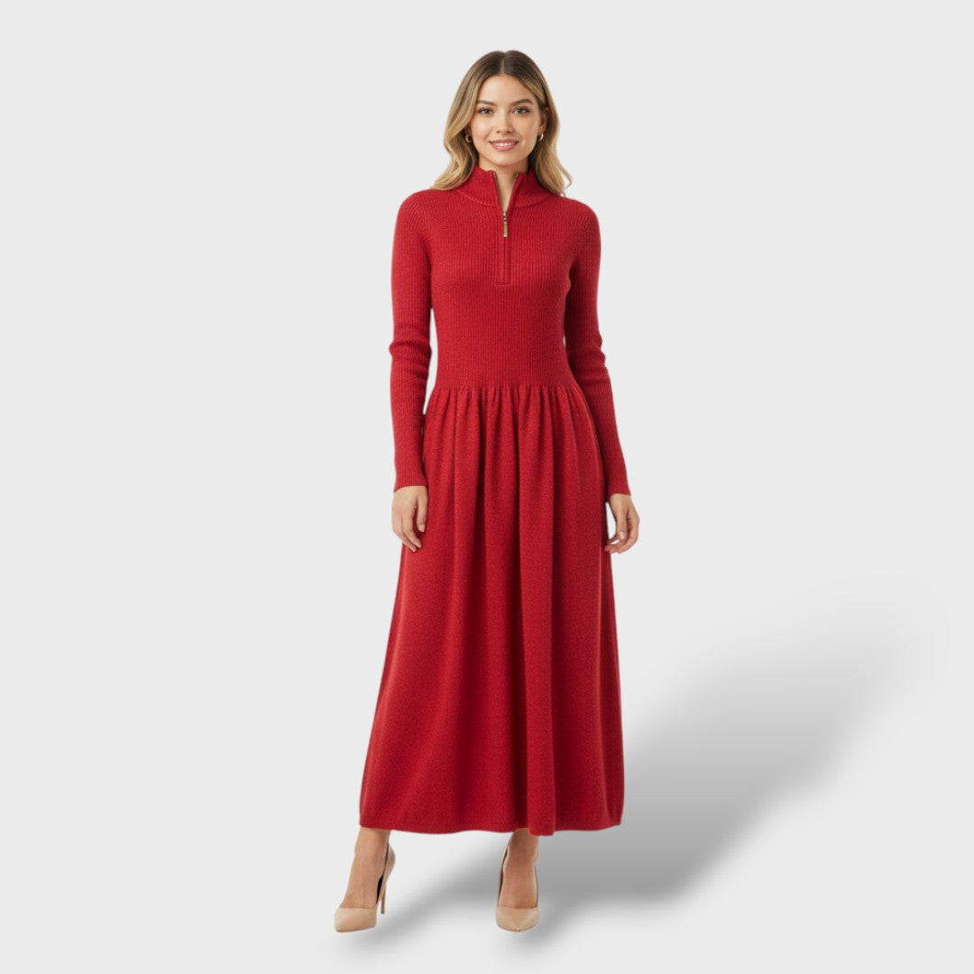 Vestido Lana Merino Cuello Alto Mujer