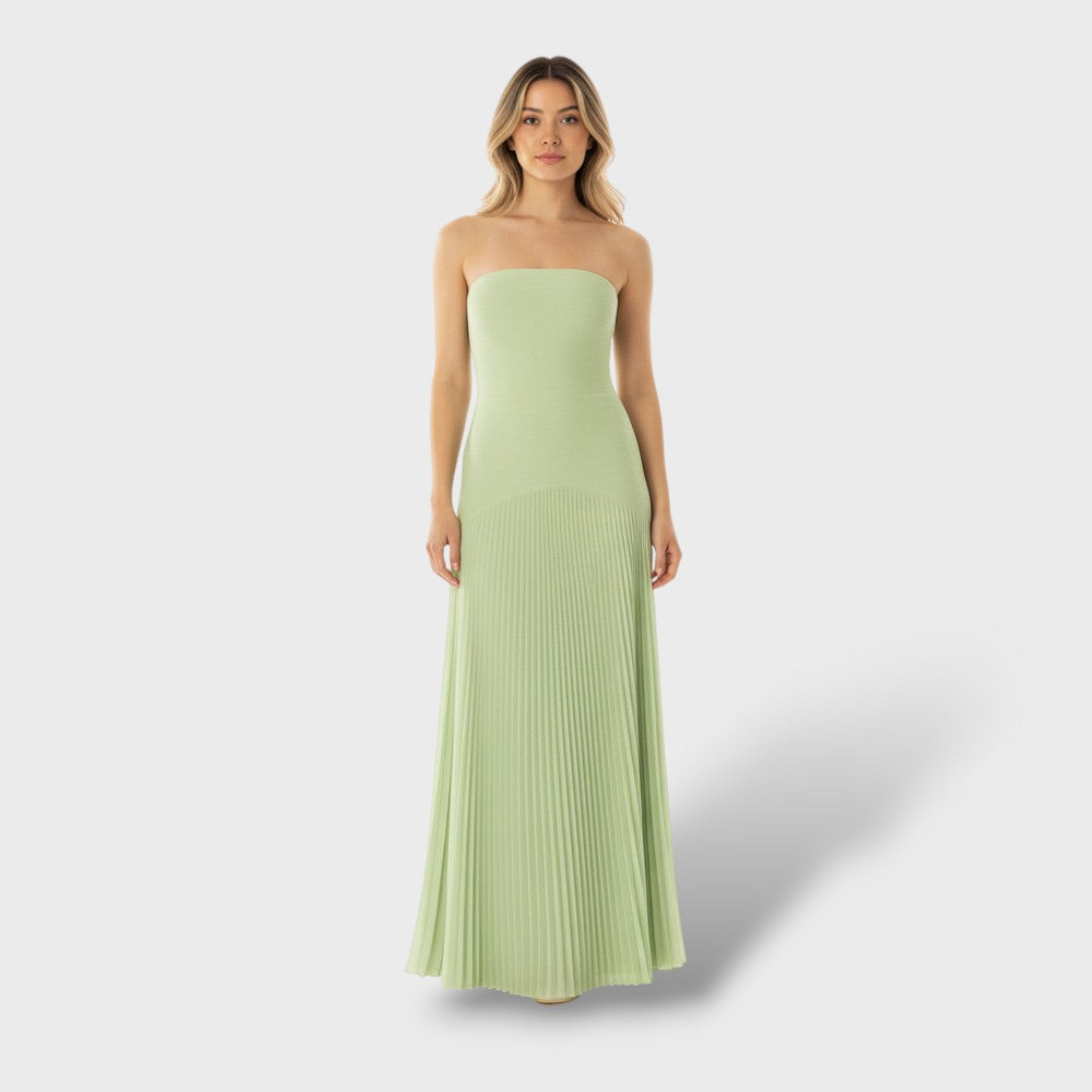 Vestido maxi elegante sin mangas con cintura caída
