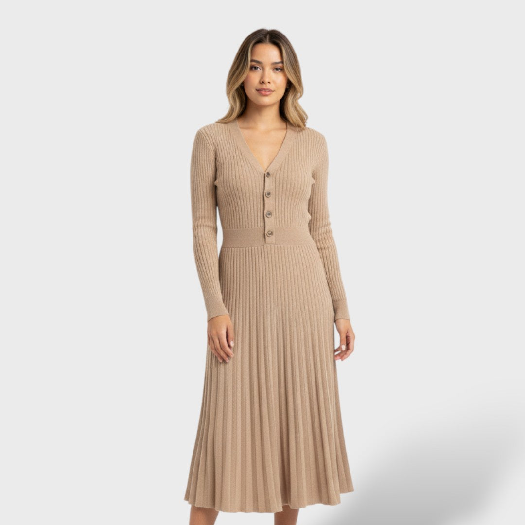 Vestido Lana 100% Mujer Escote V