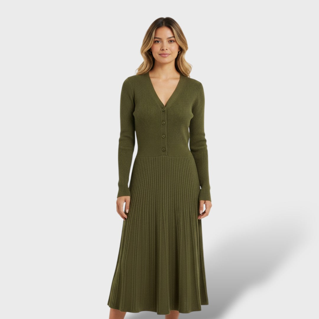 Vestido Lana 100% Mujer Escote V