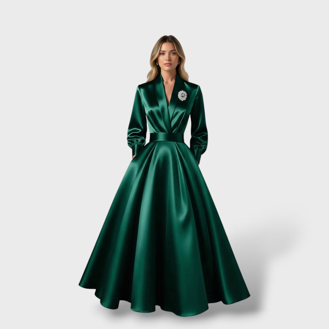 Vestido Midi Elegante Escote V Mujer