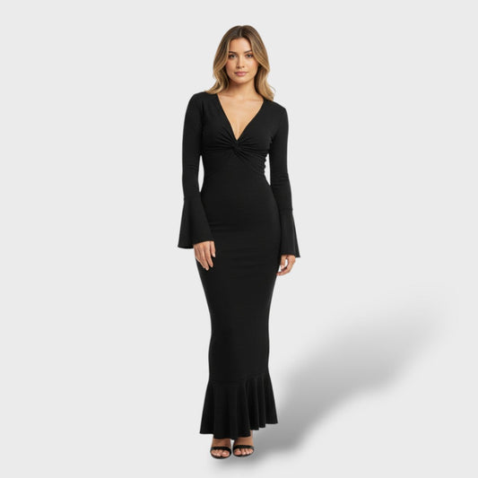 Vestido Largo Elegante Escote V Mujer