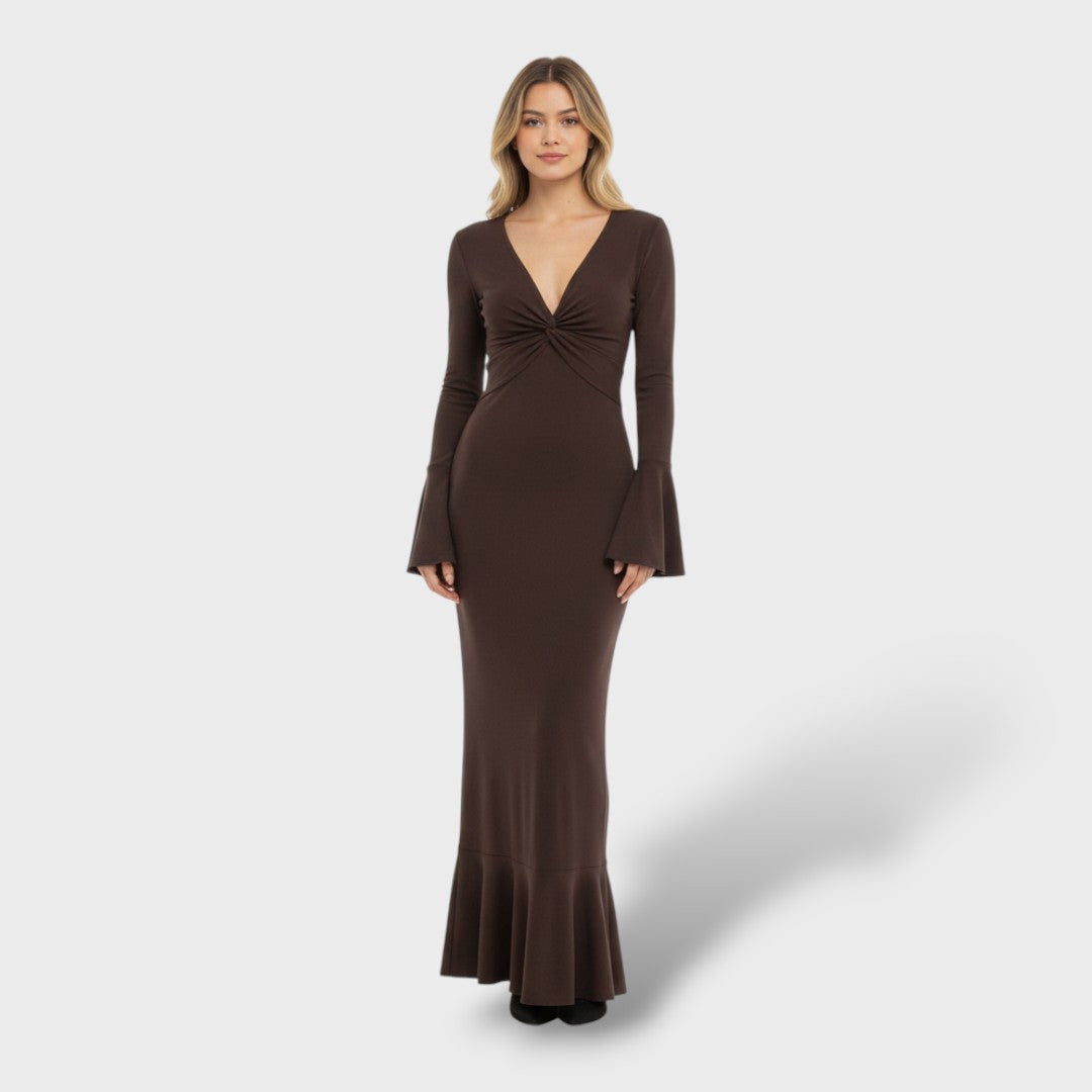 Vestido Largo Elegante Escote V Mujer