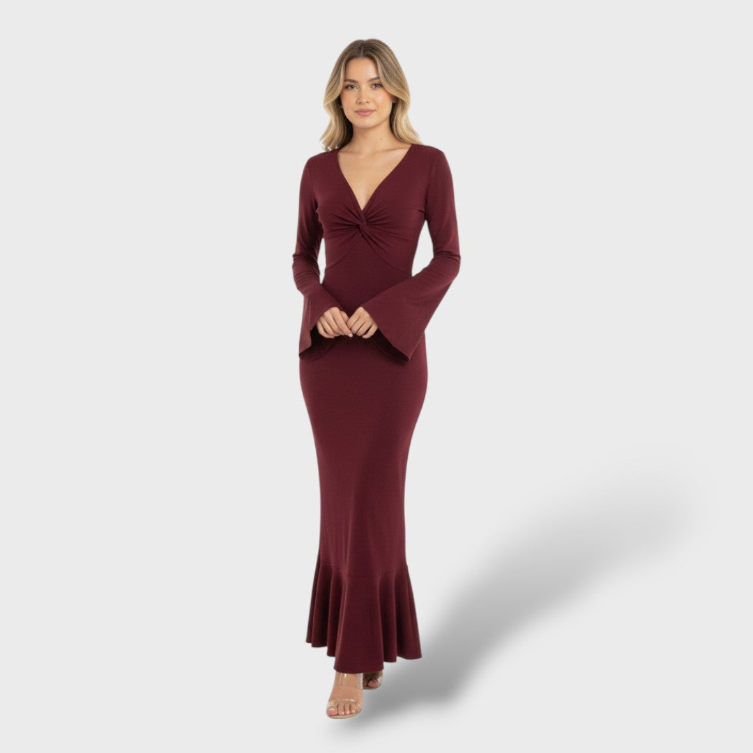Vestido Largo Elegante Escote V Mujer