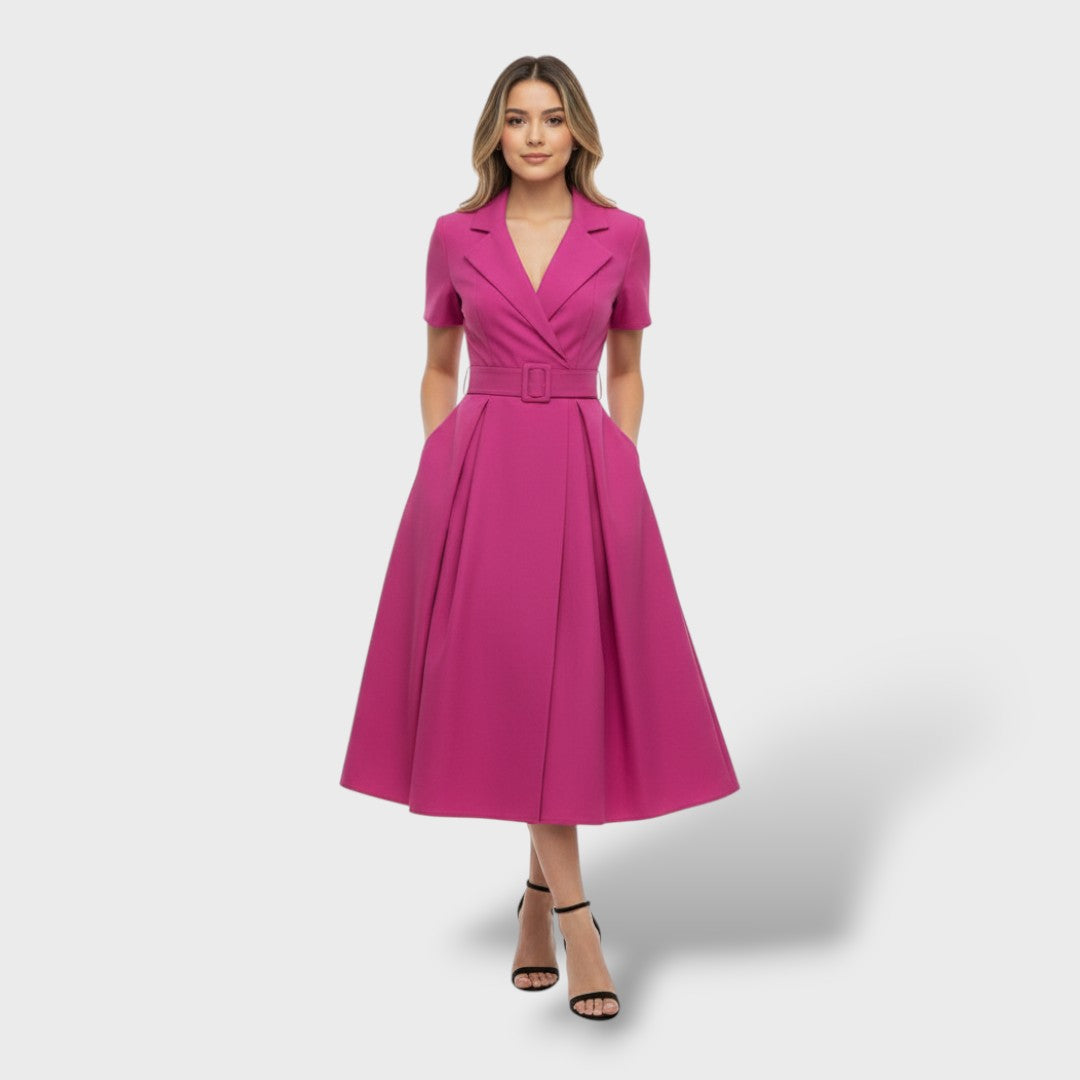 Vestido Elegante de Gala Cuello Camisero