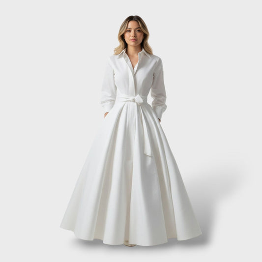 Vestido Largo Camisero Elegante Mujer