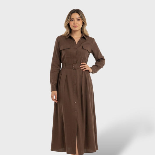 Vestido Largo Camisero Mujer Otoño